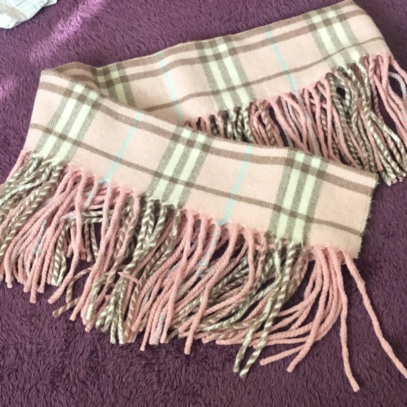 AUTHENTIC VINTAGE BURBERRY LONDON NOVA CHECK  100% {Cashmere] PINK Luxury Scarf - Picture 3 of 12